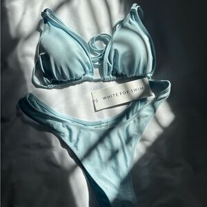 White Fox Boutique Baby Blue Triangle Bikini Set